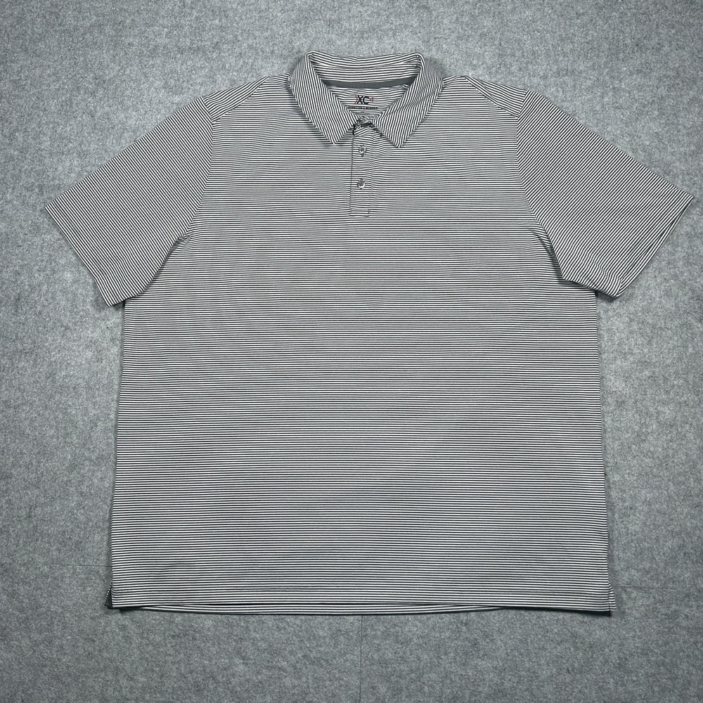 JOHNSTON & MURPHY XC4 Golf Polo Shirt Mens Size XXL 2XL Grey White Striped